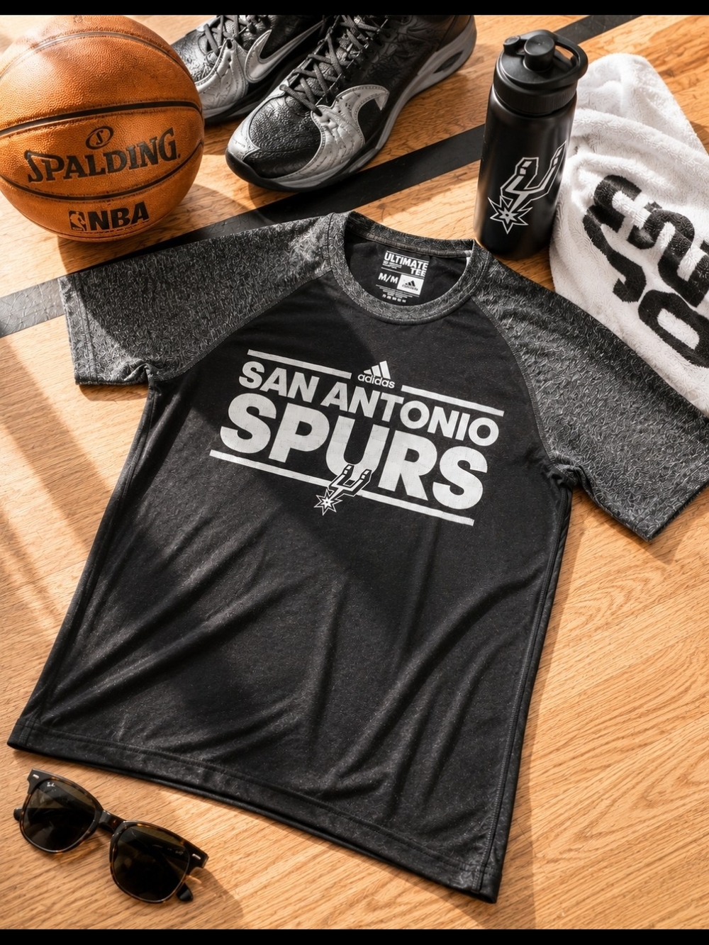 Adidas San Antonio Spurs Black Graphic Tee Basketball
